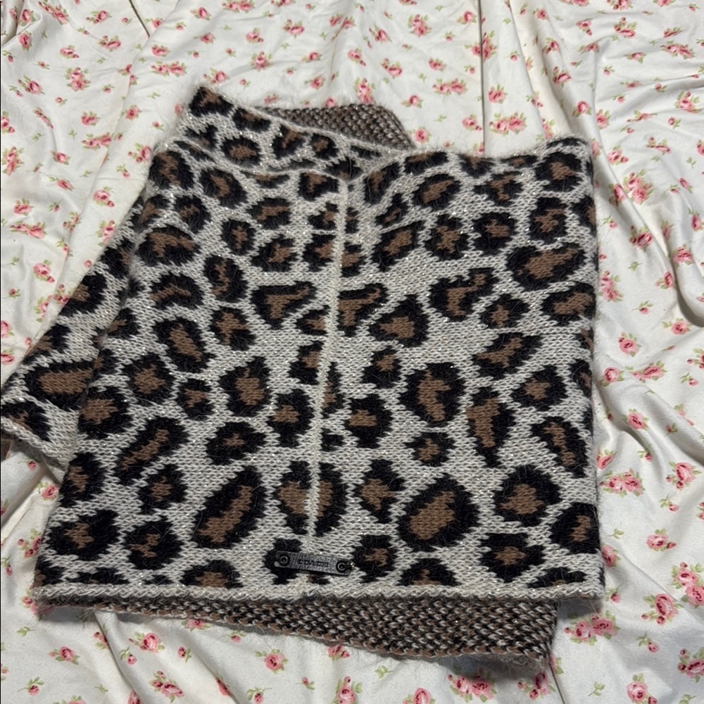 Coach Reversible Infinity / Animal Print 100% rabbit fur Knit Scarf